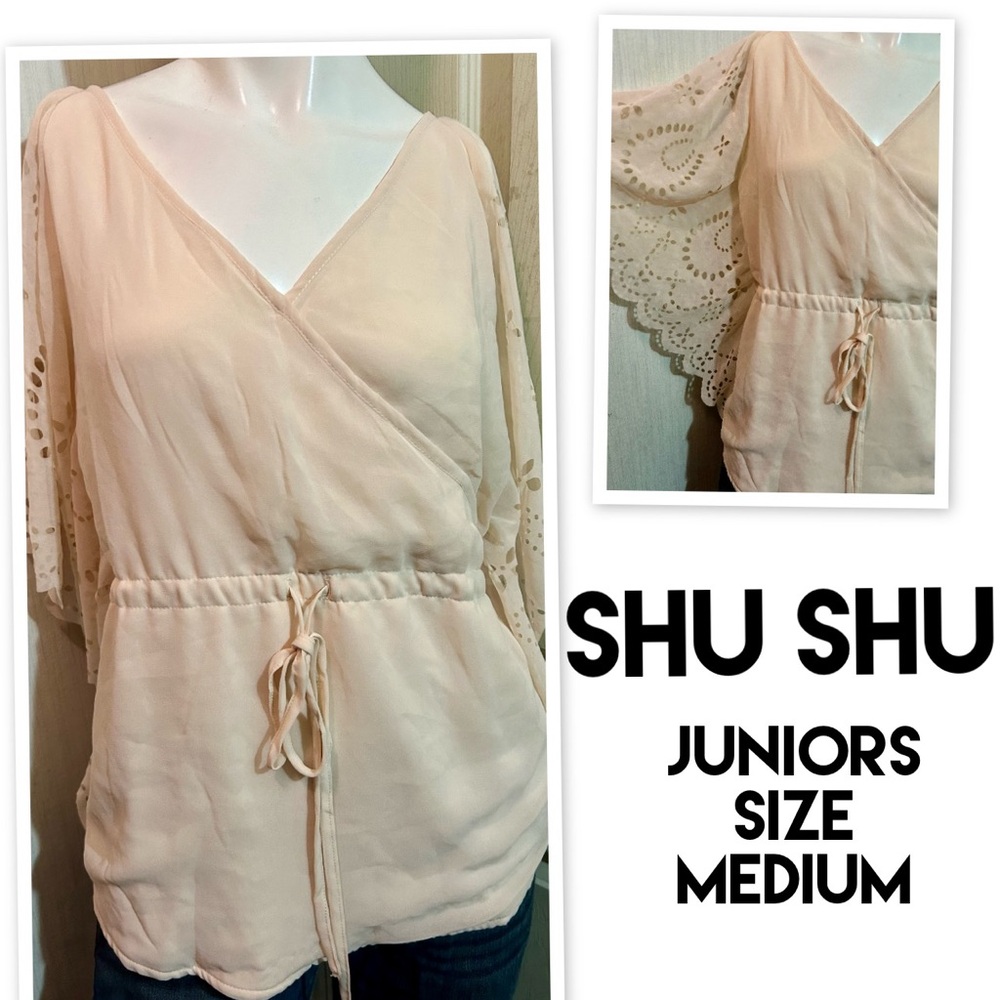 Women's Beige Lace Sleeve Blouse